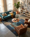 Autumn Meadow Collection Area Rug -  Sycamoreside (Blue Gray) Rectangle Blue Gray  lifestyle 5
