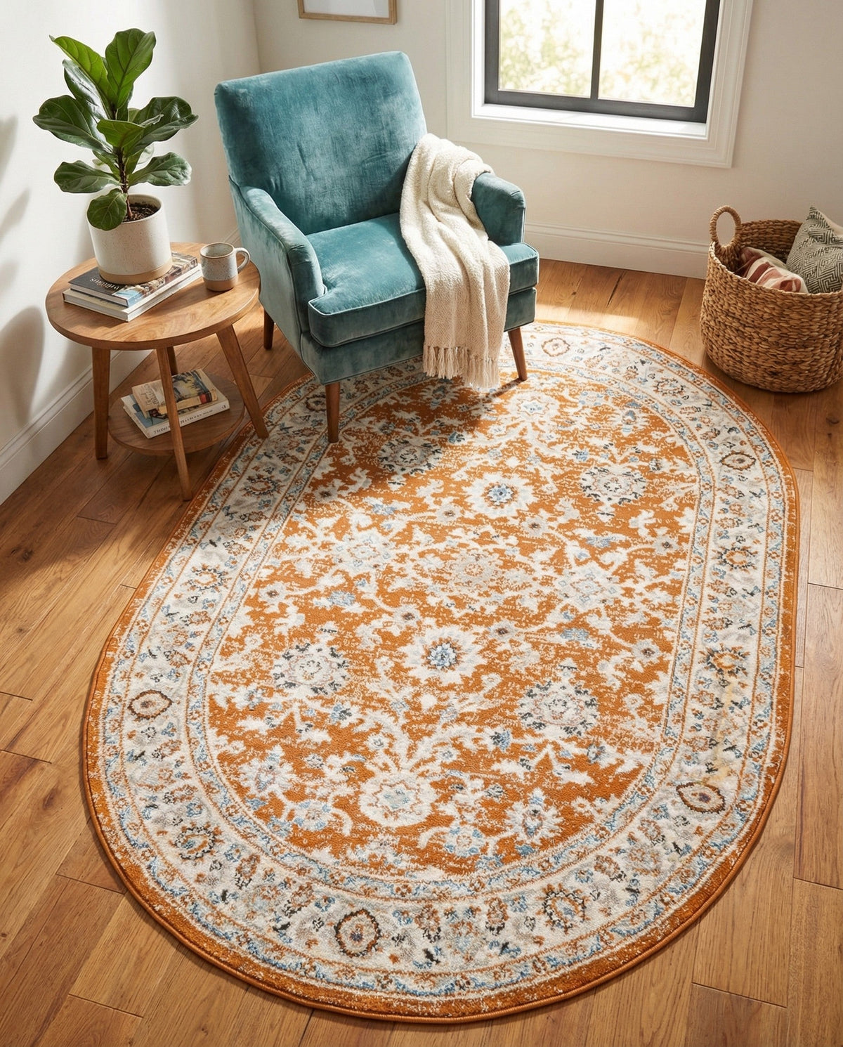 Savannah Elegance Collection Area Rug - Augusta (Rust Red) Oval Rust Red  lifestyle 92