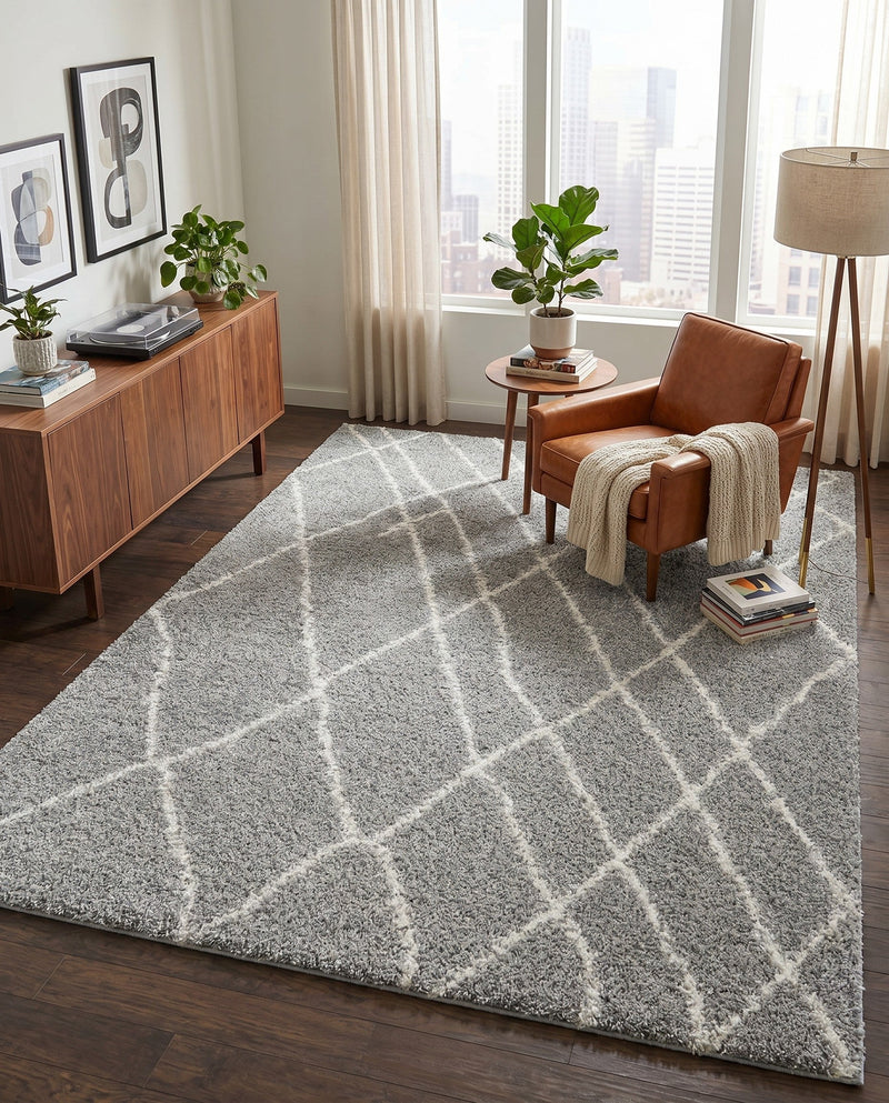 Cozy Haven Shag Collection Area Rug - Serenity (Cloud Gray) Rectangle Cloud Gray  lifestyle 14