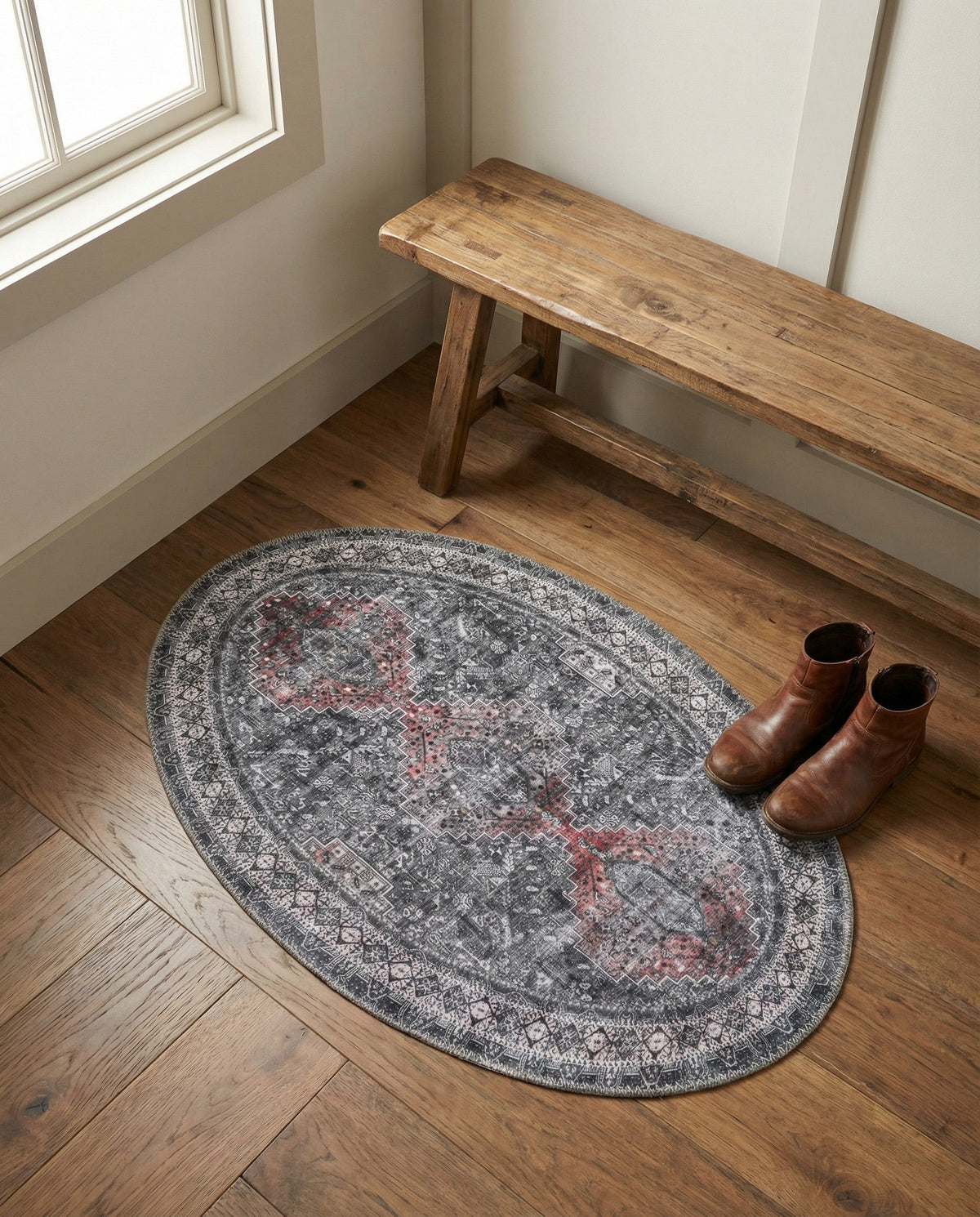 Heritage Elegance Collection Area Rug -  Uffizi Oval Gray  lifestyle 123
