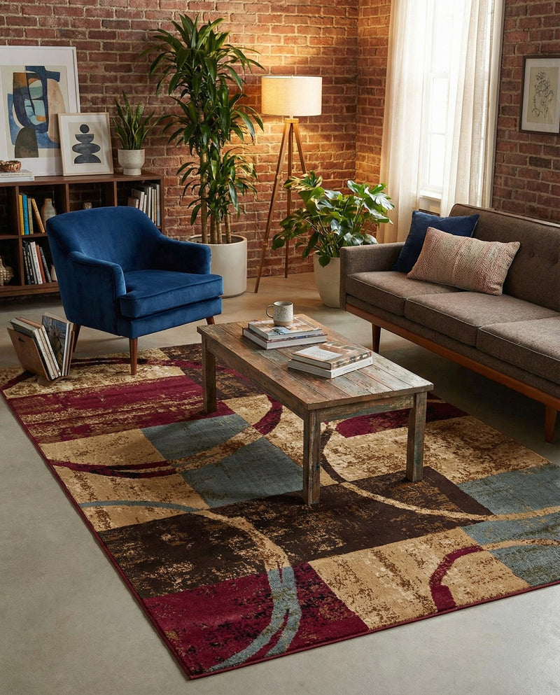 Bistro Lounge Collection Area Rug -  Ristretto Rectangle Multi  lifestyle 32
