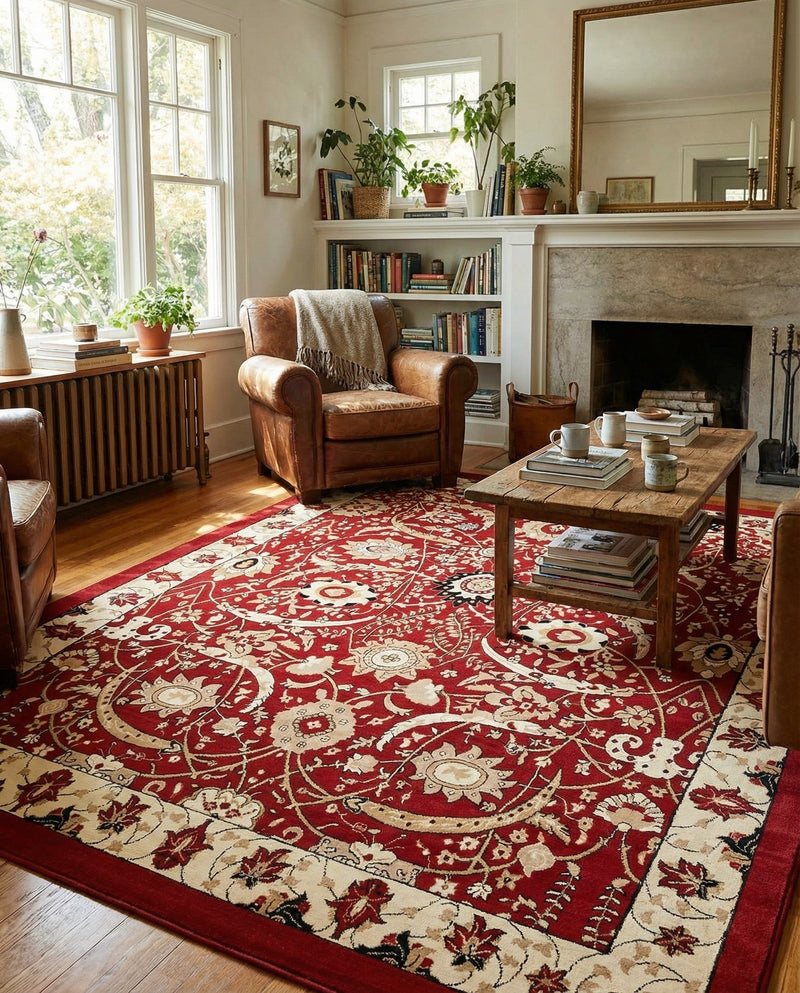 Tabriz Tapestry Collection Area Rug - Sahand (Red) Rectangle Red  lifestyle 7