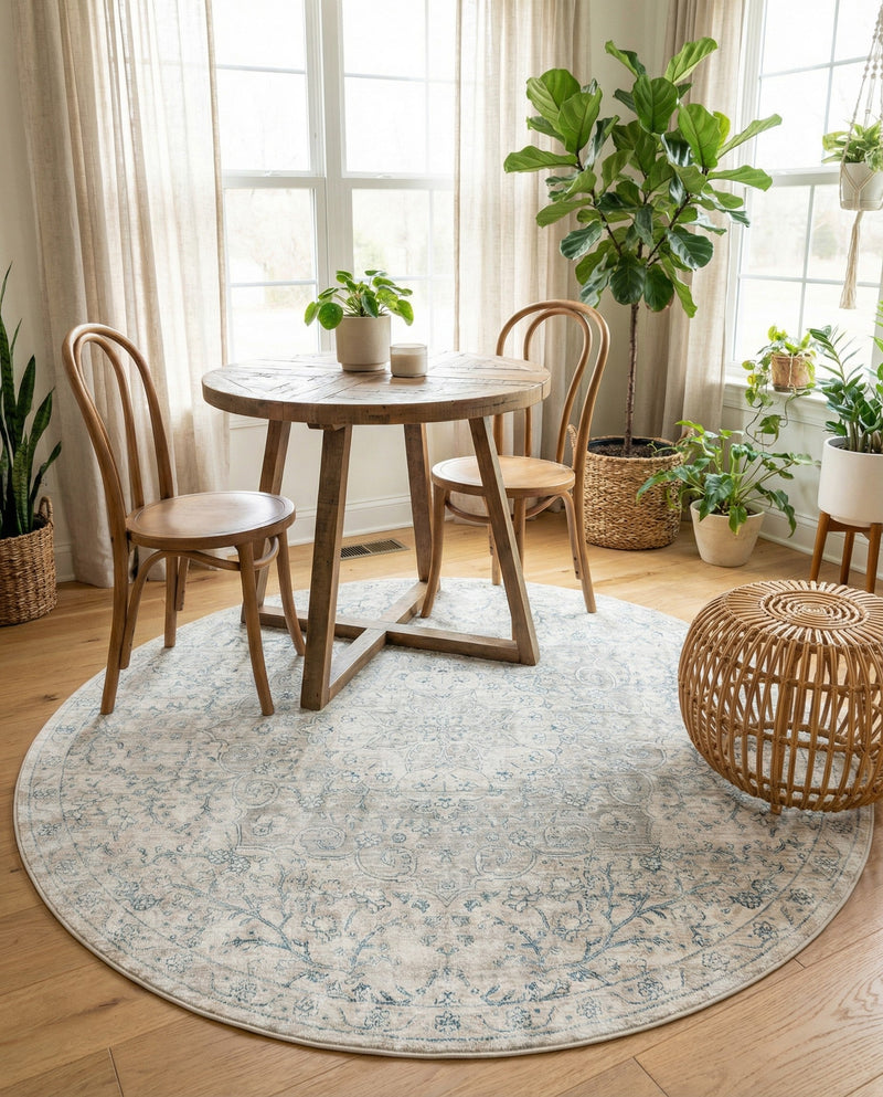 Coastal Haven Collection Area Rug - Seabreeze (Gray) Round Gray  lifestyle 54