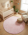Mediterranean Lattice Collection Area Rug - Santorini (Pink) Round Pink  lifestyle 67