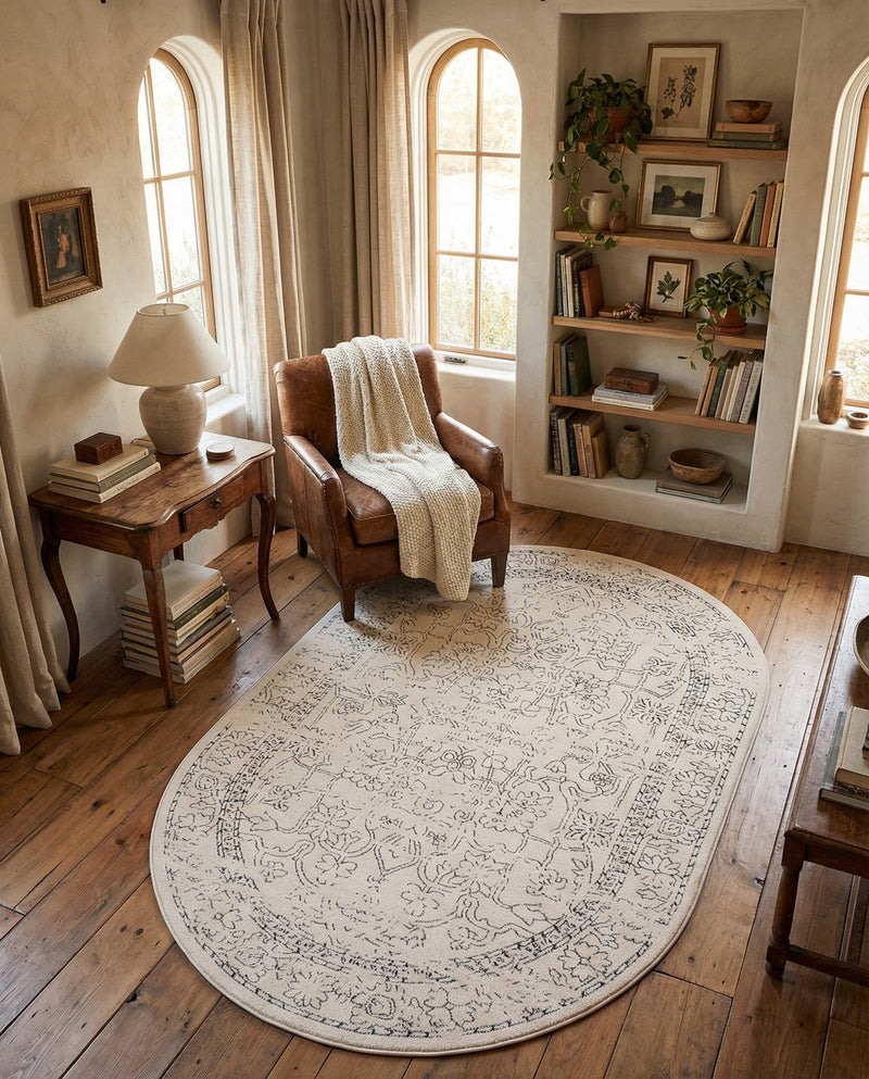 Savannah Soiree Collection Area Rug -  Everglade (White) Oval White  lifestyle 53