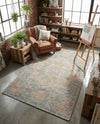 Savannah Threads Collection Area Rug -  Gobi Rectangle Blue and Peach  lifestyle 9