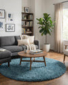 Eternal Plush Oasis Collection Area Rug -  Tranquility (Aegean Blue) Round Aegean Blue  lifestyle 54