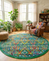 Caribbean Cove Collection Area Rug -  Dominica Round Green  lifestyle 43