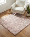 Berber Lattice Shag Collection Area Rug - Atlas (Light Pink) Square Light Pink  lifestyle 40