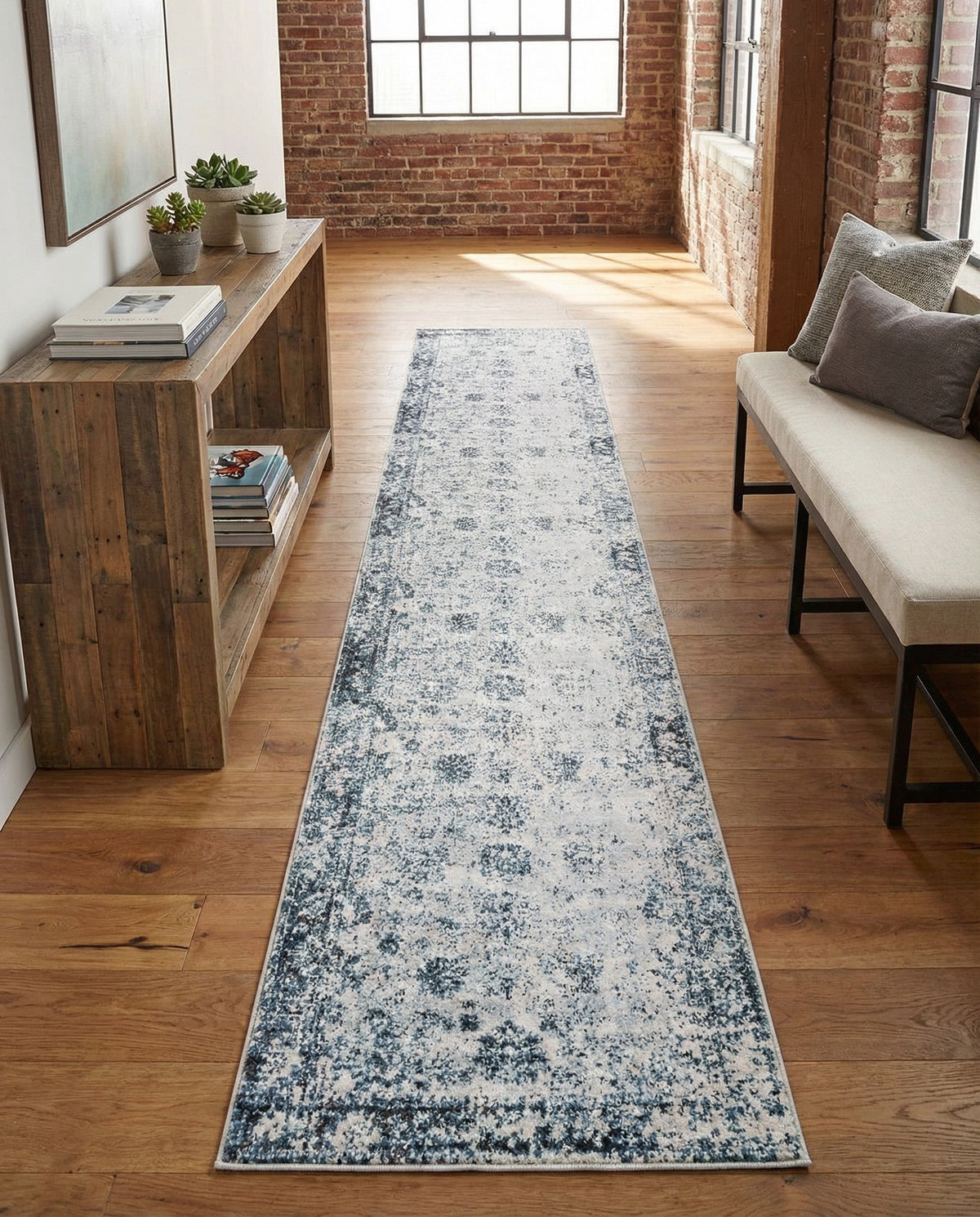 Riviera Elegance Collection Area Rug - Antibes (Light Blue) Runner Light Blue  lifestyle 106