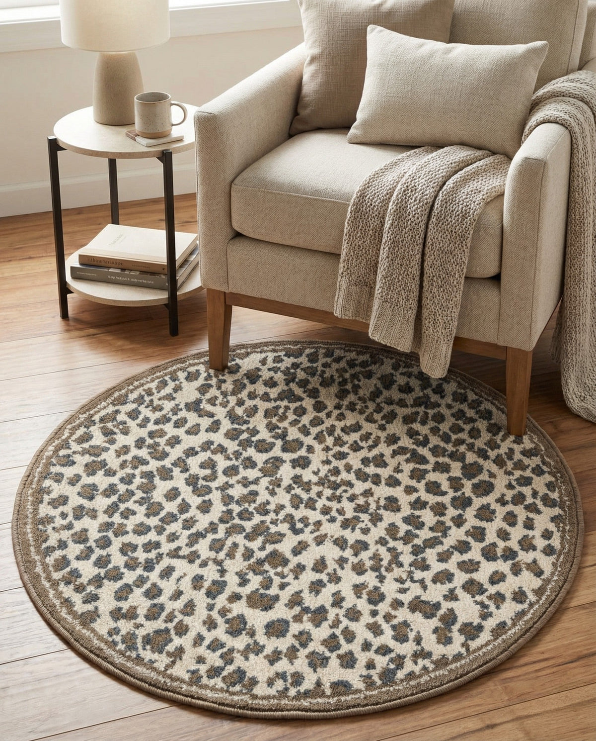 Savannah Sojourn Collection Area Rug - Serengeti Round Brown  lifestyle 155