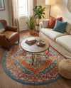 Savannah Soiree Collection Area Rug - Serengeti (Rust Red) Round Rust Red  lifestyle 74