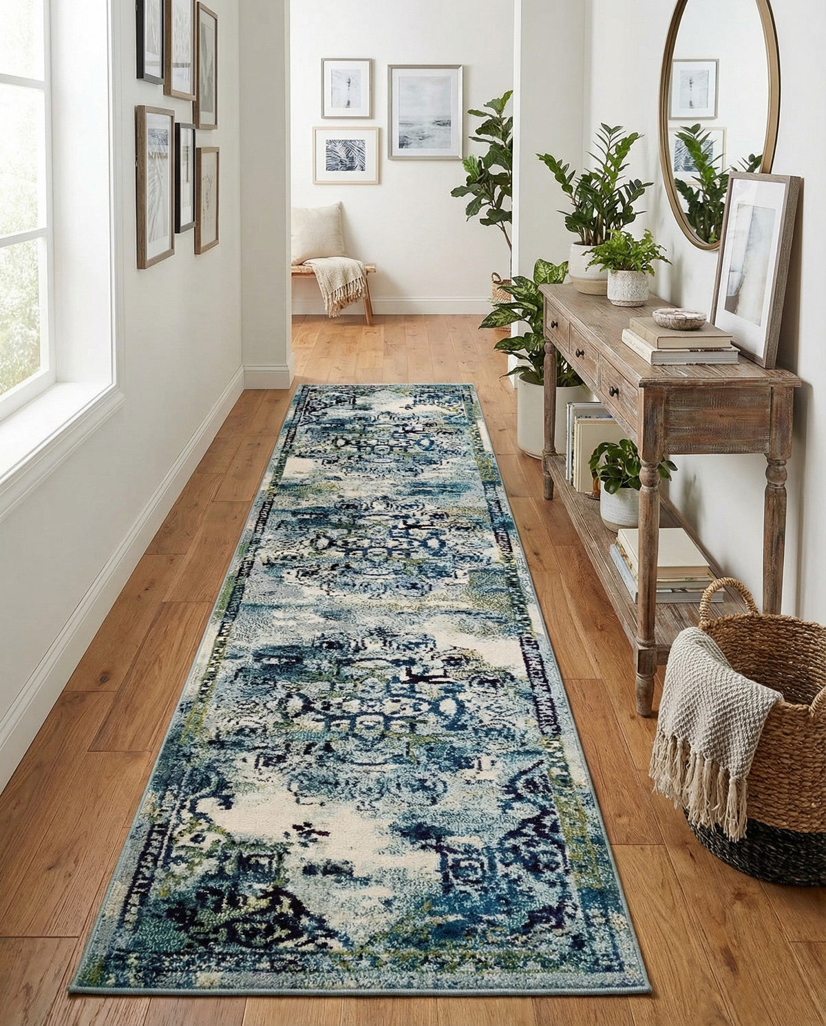 Chateau Elegance Collection Area Rug -  Riviera Runner Blue  lifestyle 112