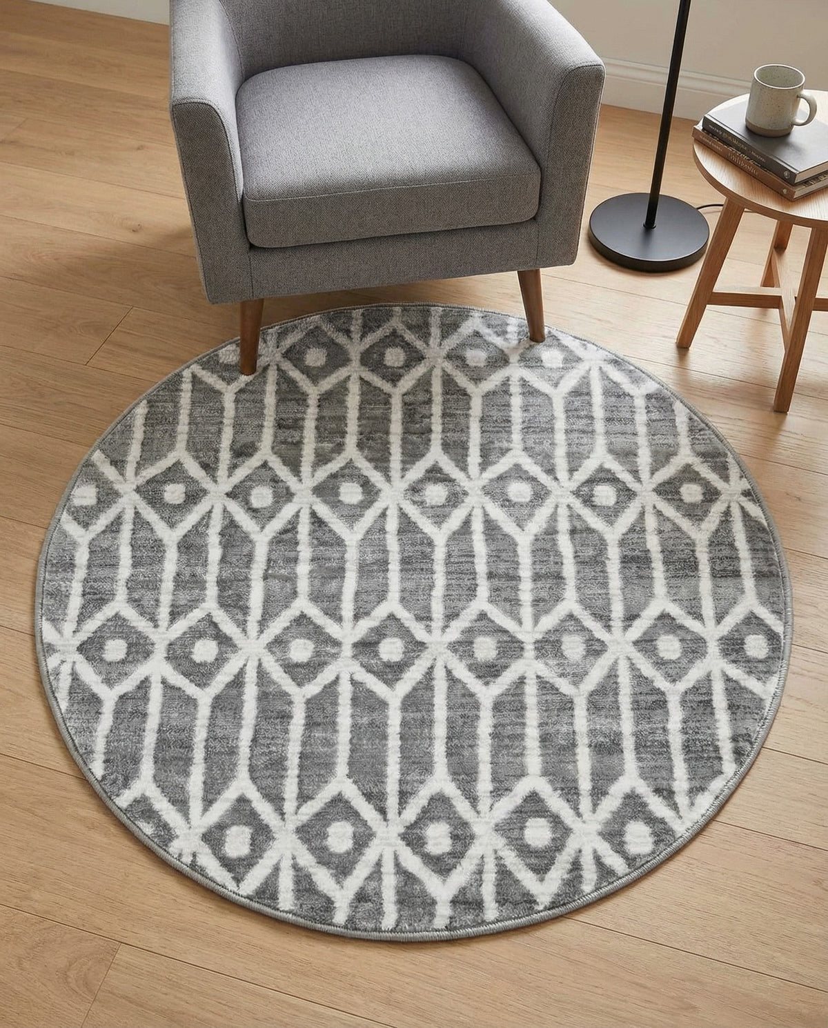 Garden Maze Retreat Collection Area Rug -  Mazeview Round Gray  lifestyle 107