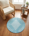 Seychelles Stripes Collection Area Rug - Mahe (Light Blue) Round Light Blue  lifestyle 50