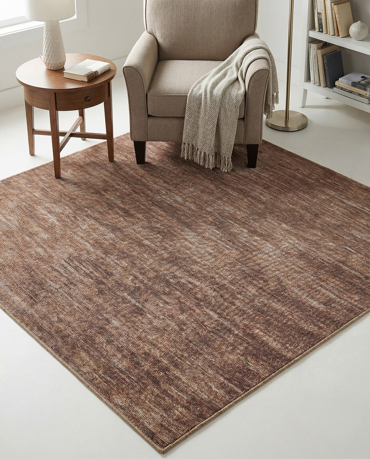 Sahara Essence Collection Area Rug - Oasis (Brown) Square Brown  lifestyle 92