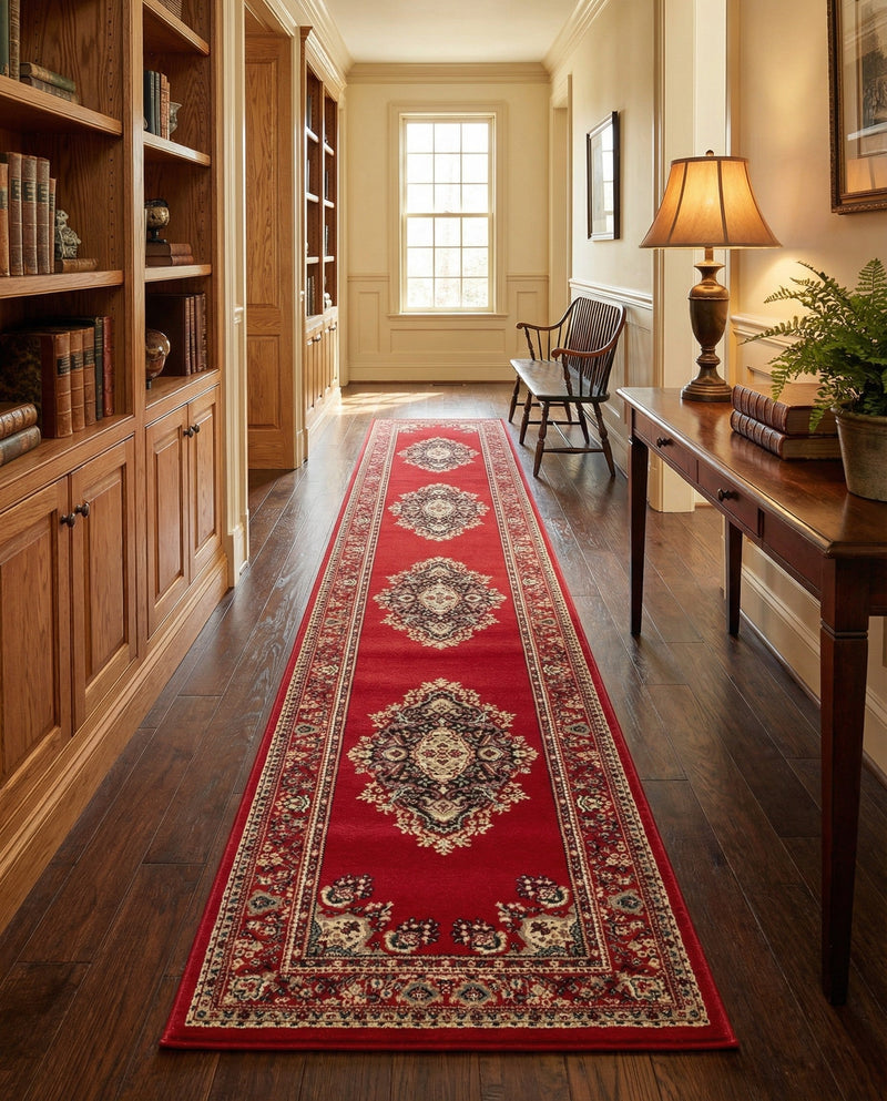 Tabriz Tapestry Collection Area Rug - Azerbaijan (Red) Runner Red  lifestyle 42