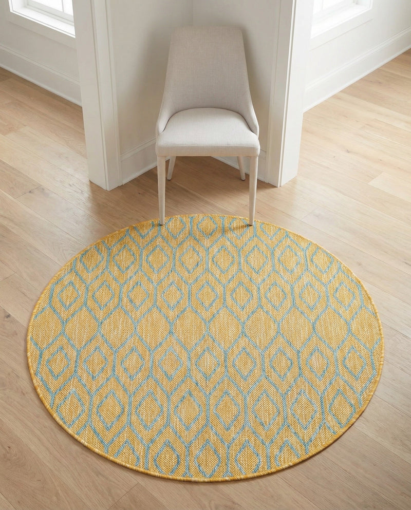 Urban Oasis Rugs Collection Area Rug -  Boulevard (Yellow and Aqua) Round Yellow and Aqua  lifestyle 26