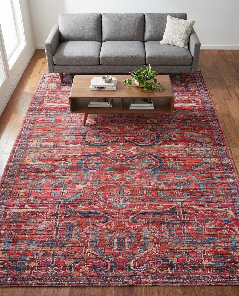 Zahara Oasis Collection Area Rug -  Tangier Rectangle Rust Red  lifestyle 11