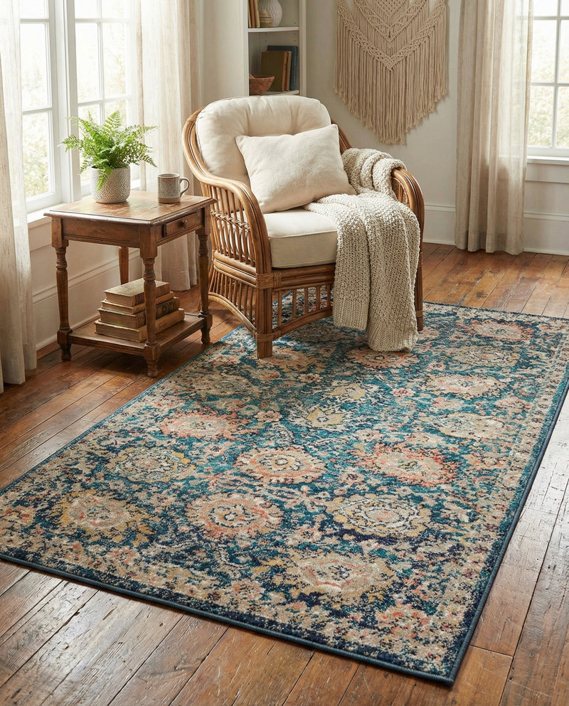 Seville Stripes Collection Area Rug -  Cordoba (Blue) Rectangle Blue  lifestyle 28