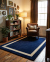 Savannah Borders Wool Collection Area Rug - Chatham Rectangle Cobalt Blue  lifestyle 9