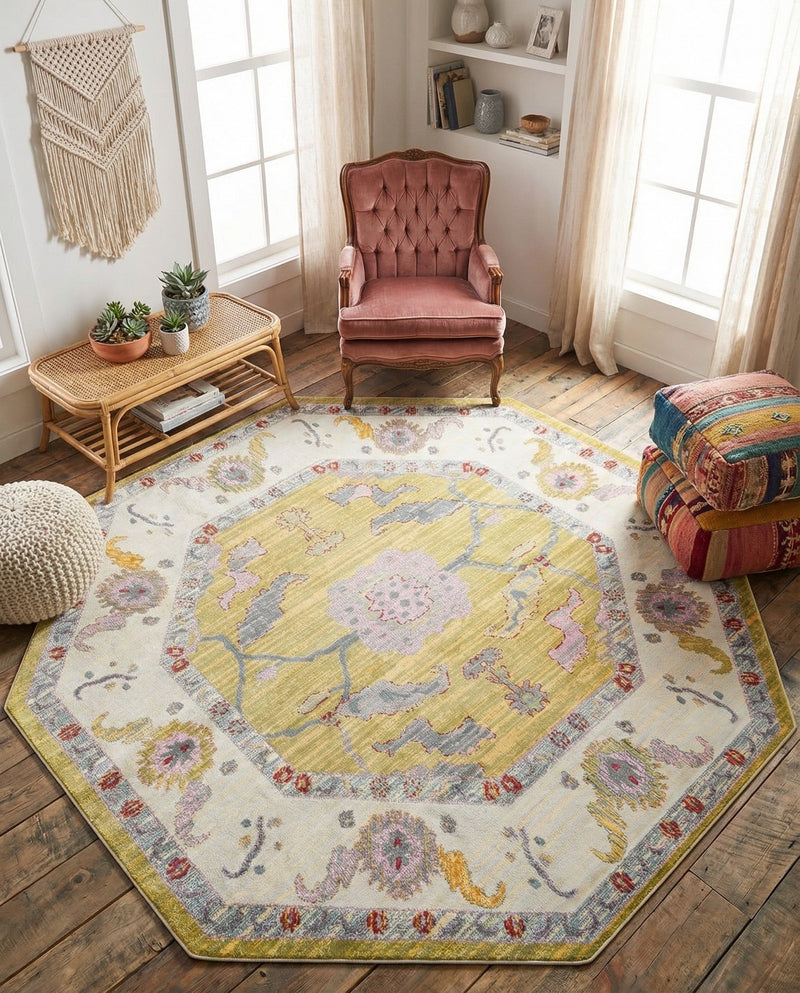 Arcadia Rugs Collection Area Rug - Eden (Green) Octagon Green  lifestyle 62