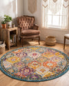 Brighton Terrace Collection Area Rug -  Rottingdean (Multi) Round Multi  lifestyle 71