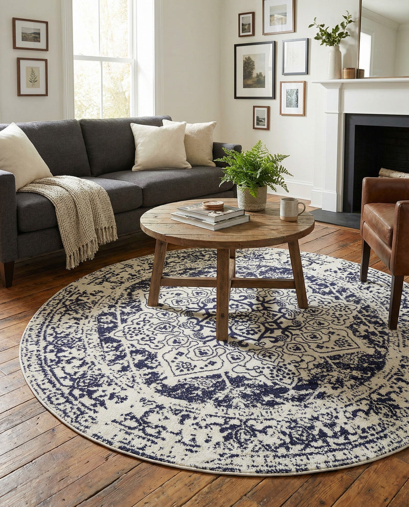 Georgetown Rugs Collection Area Rug - Dupont (Blue) Round Blue  lifestyle 39