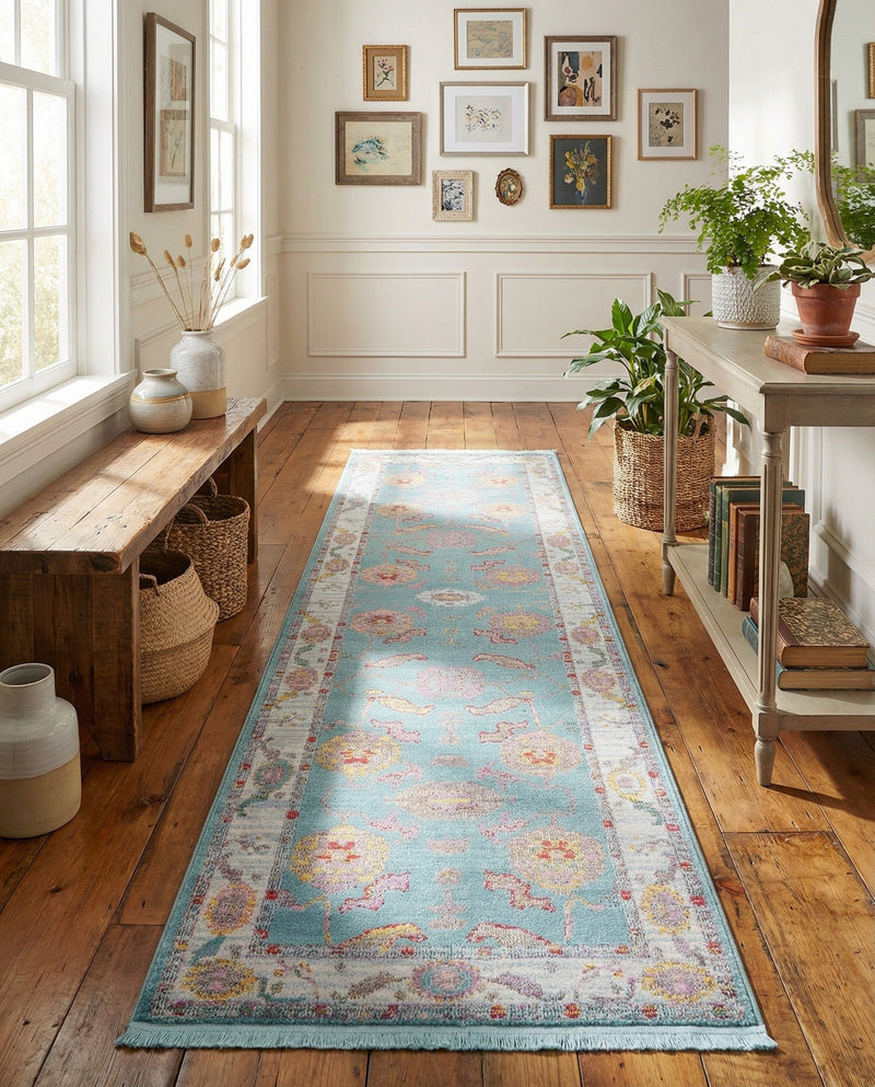 Arcadia Rugs Collection Area Rug - Eden (Aqua and Blue) Runner Aqua and Blue  lifestyle 51