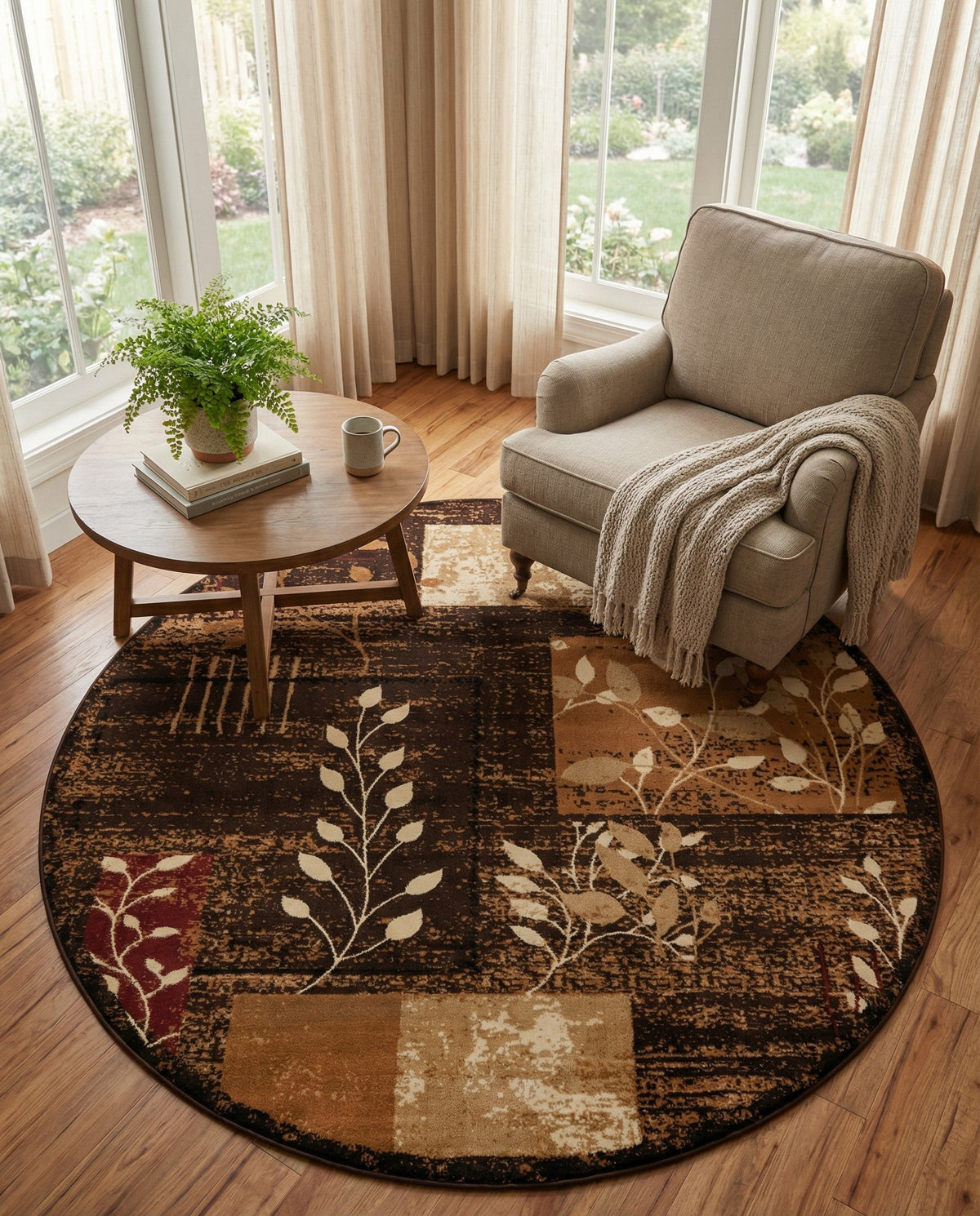 Bistro Lounge Collection Area Rug -  Affogato Round Brown  lifestyle 70