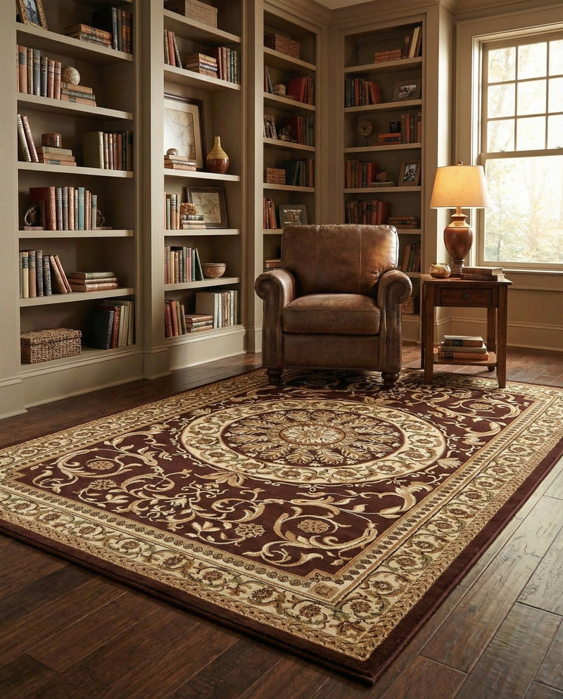 Versailles Elegance Collection Area Rug -  Montreuil Rectangle Brown  lifestyle 79