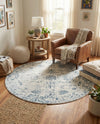 Riviera Elegance Collection Area Rug - Antibes (Light Blue) Round Light Blue  lifestyle 51