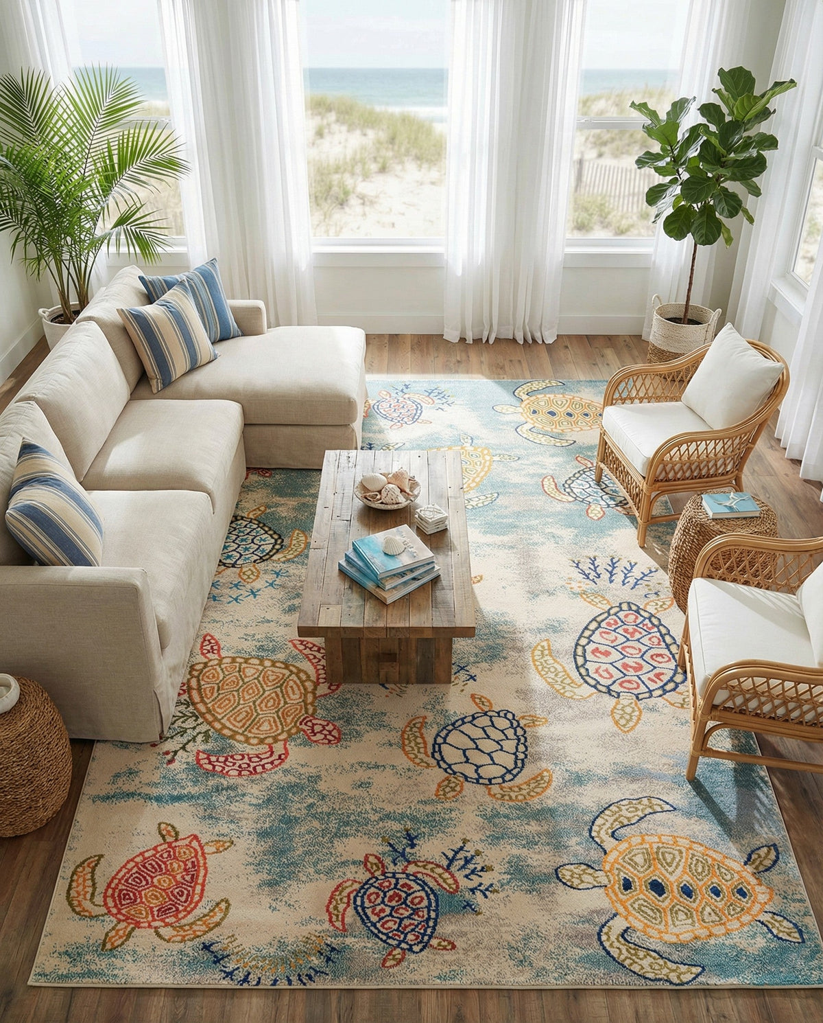 Sorrento Shores Collection Area Rug -  Massa Rectangle Beige  lifestyle 8