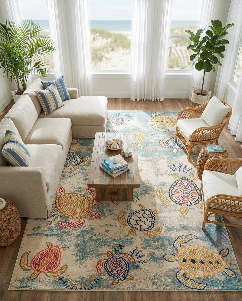 Sorrento Shores Collection Area Rug -  Massa Rectangle Beige  lifestyle 8