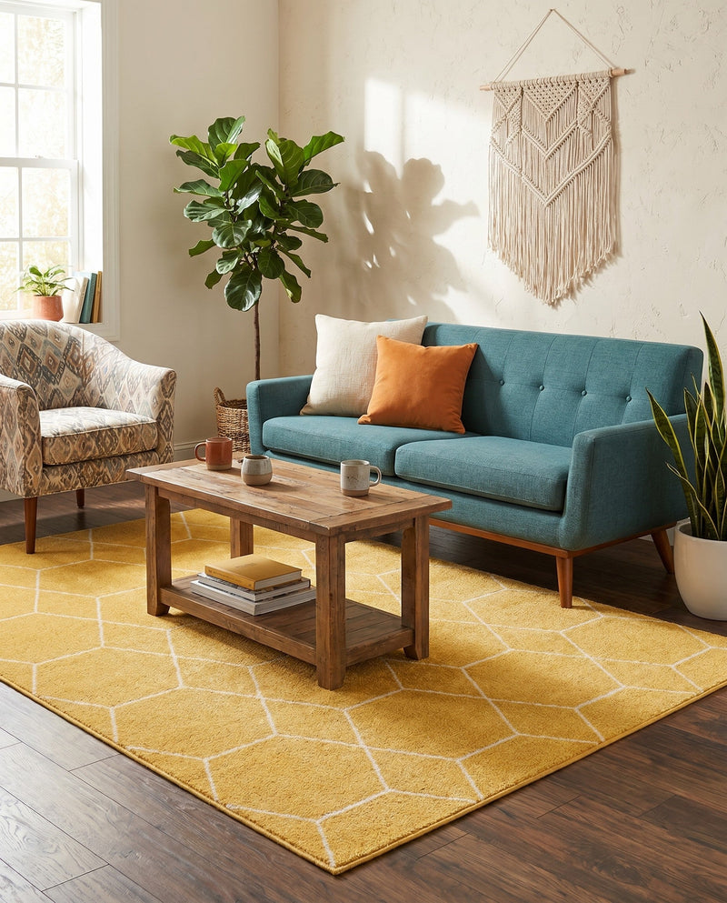 Trellis Mosaic Collection Area Rug - Arborville (Yellow) Rectangle Yellow  lifestyle 20