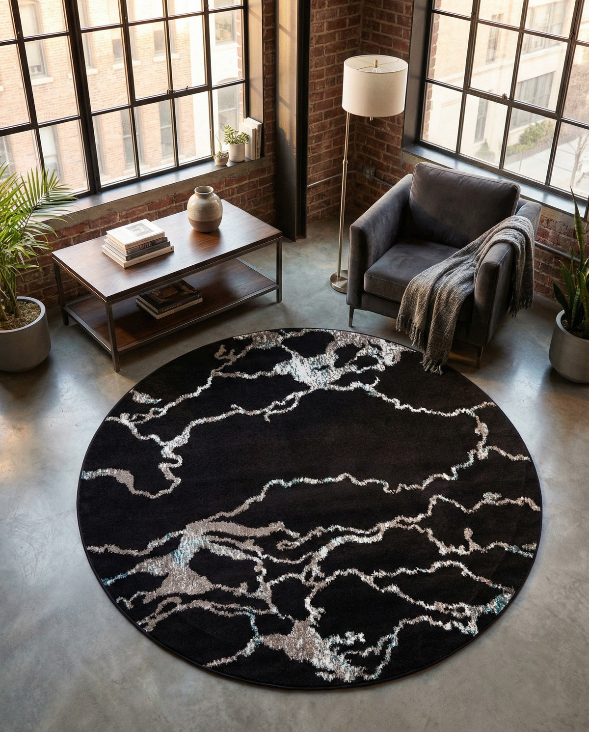 Brighton Terrace Collection Area Rug -  Aldrington Round Navy Blue  lifestyle 108