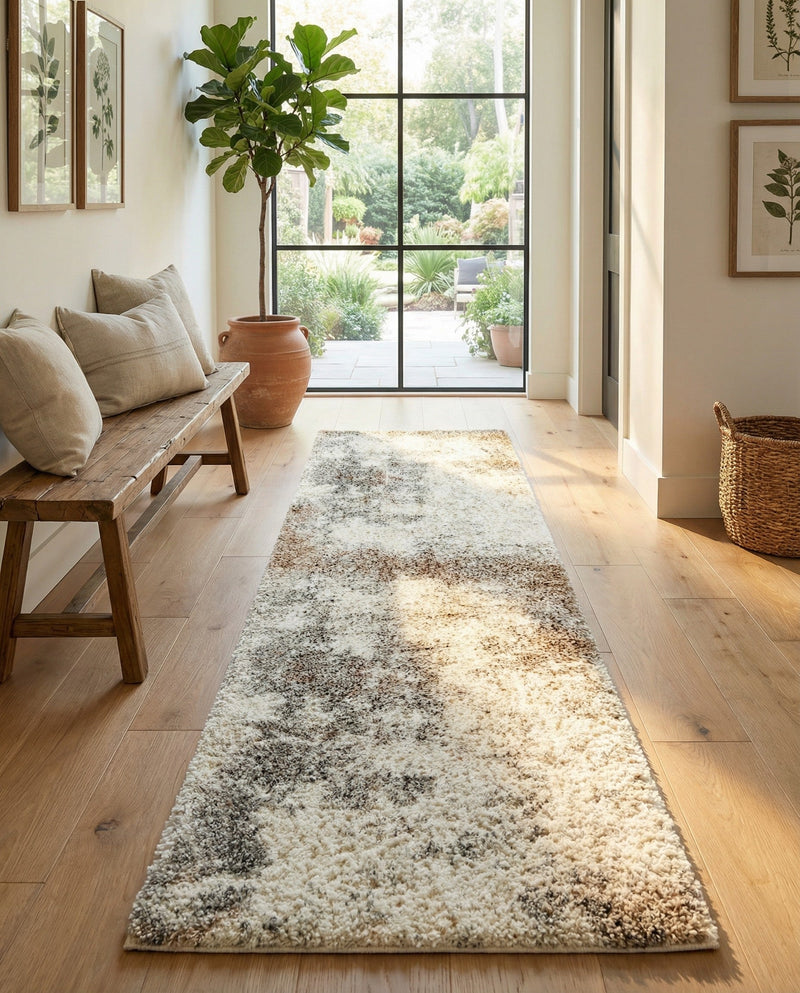 Cozy Haven Shag Collection Area Rug -  Tranquility (Khaki) Runner Khaki  lifestyle 67