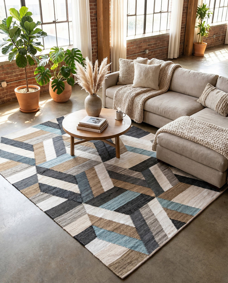 Thar Cotton Collection Area Rug -  Cochin Rectangle Blue  lifestyle 15