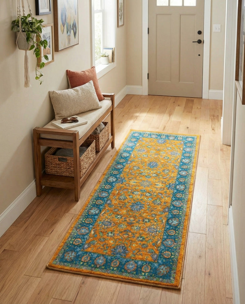 Casablanca Tapestry Collection Area Rug -  Marrakech (Sunshine Yellow) Runner Sunshine Yellow  lifestyle 25