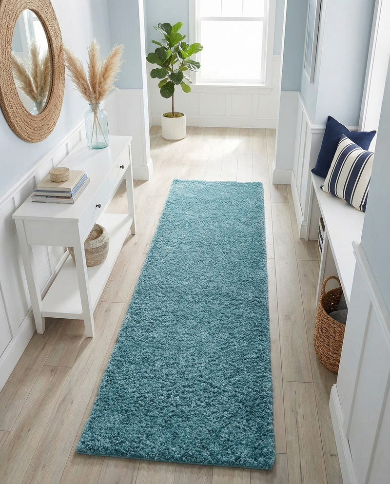 Cozy Comfort Shag Collection Area Rug - Haven (Turquoise) Runner Turquoise  lifestyle 76