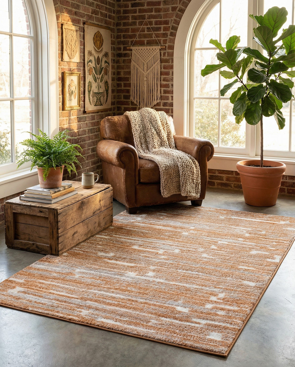 Sienna Collection Area Rug -  Rome Rectangle Caramel and Ivory  lifestyle 72
