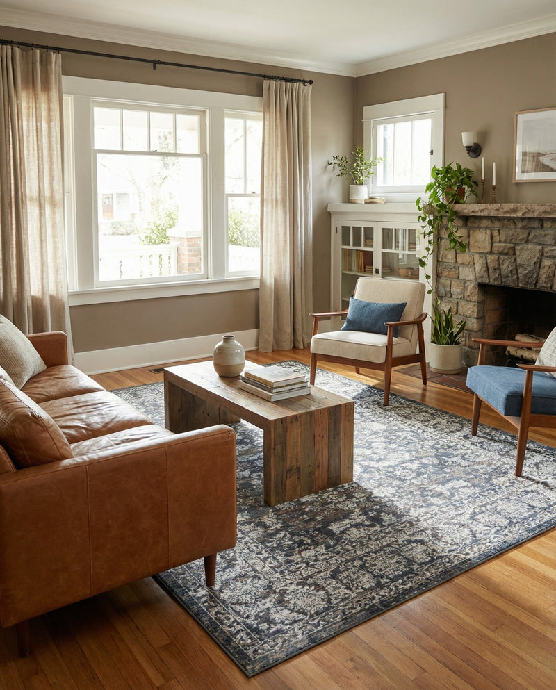 Metro Heights Collection Area Rug -  Astoria Rectangle Navy Blue  lifestyle 18