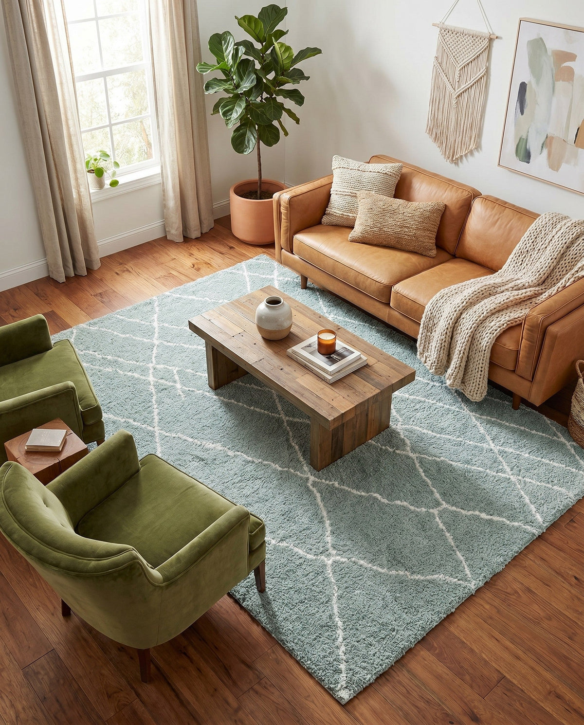 Cozy Haven Shag Collection Area Rug - Serenity (Sage Green) Rectangle Sage Green  lifestyle 19
