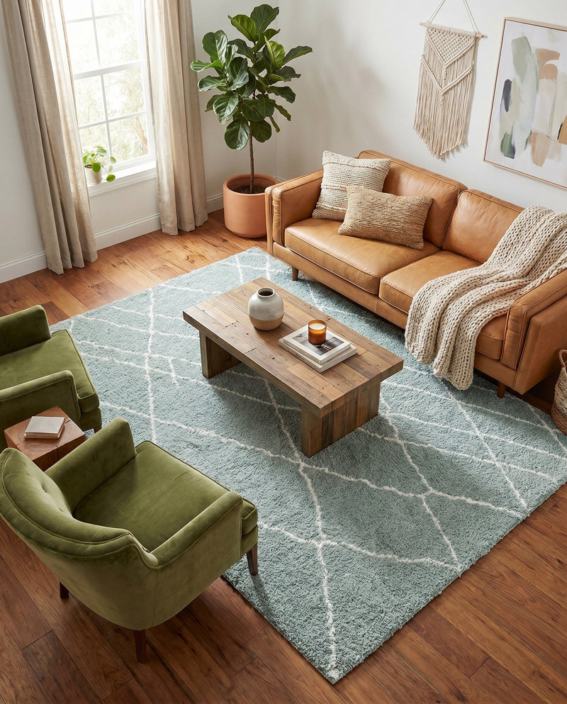 Cozy Haven Shag Collection Area Rug - Serenity (Sage Green) Rectangle Sage Green  lifestyle 19