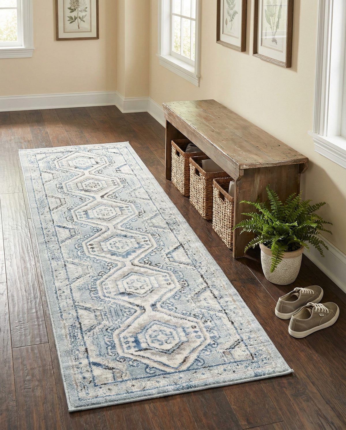 Savannah Elegance Collection Area Rug -  Tybee (Aqua Blue) Runner Aqua Blue  lifestyle 85