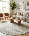 Mediterranean Lattice Collection Area Rug - Santorini (Ivory and Gray) Round Ivory and Gray  lifestyle 42