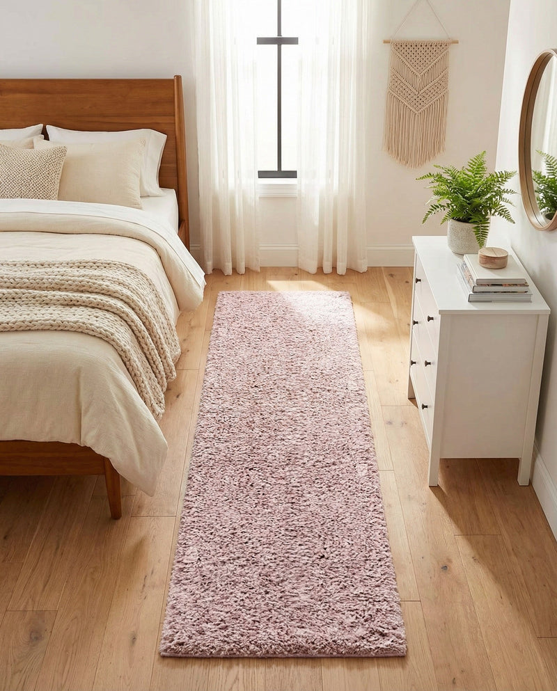 Cozy Comfort Shag Collection Area Rug - Haven (Pink) Runner Pink  lifestyle 71
