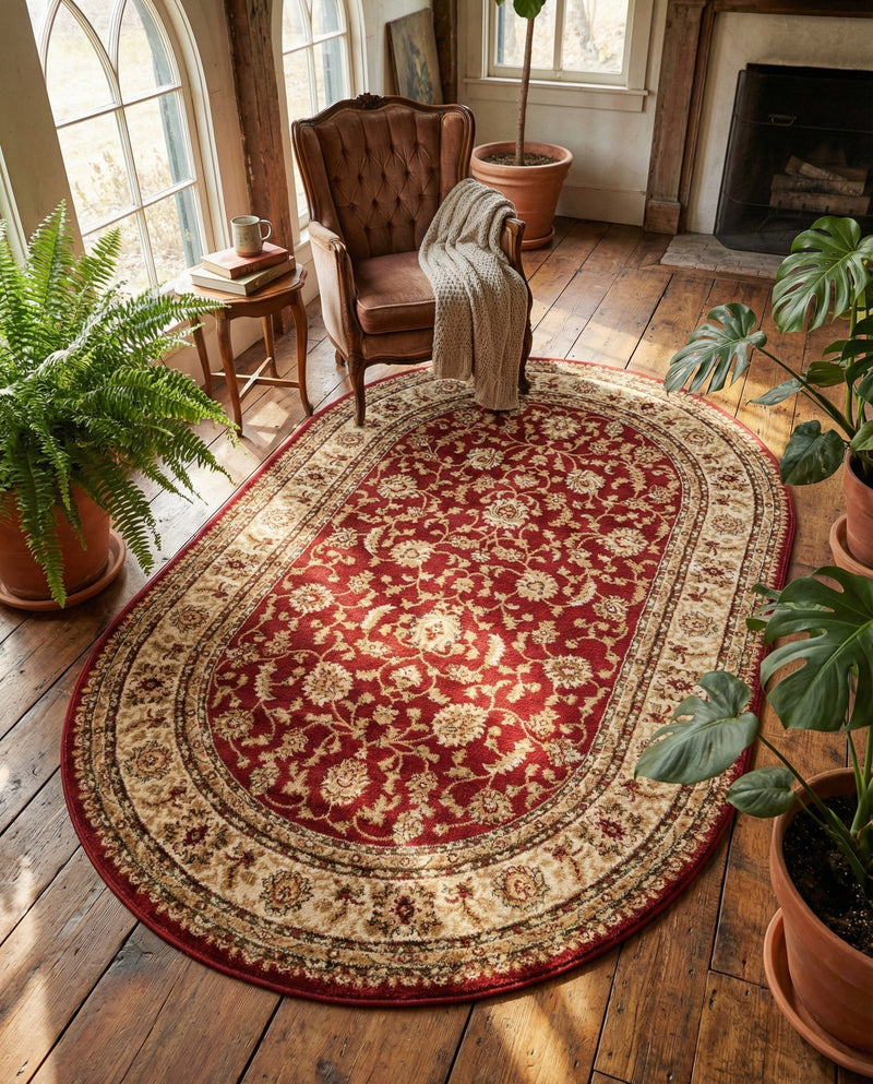 Jaipur Elegance Collection Area Rug -  Nahargarh (Red) Oval Red  lifestyle 81