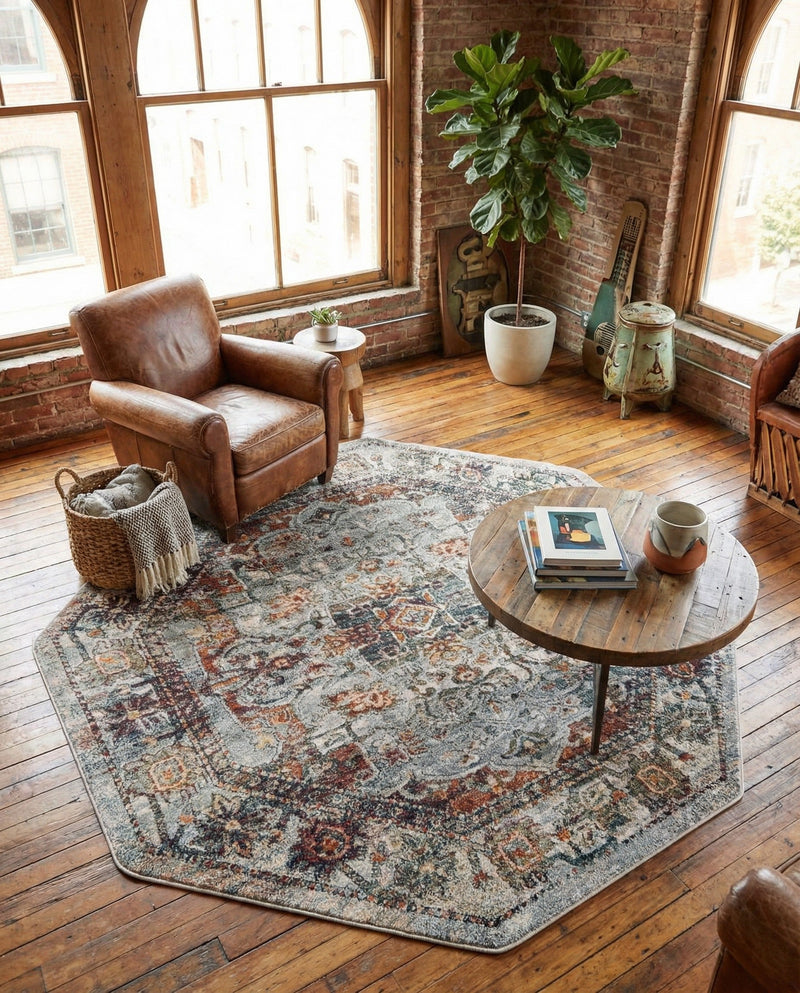 Savannah Soiree Collection Area Rug -  Everglade (Ivory) Octagon Ivory  lifestyle 53