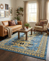 Tabriz Tapestries Collection Area Rug - Azerbaijan (Light Blue) Rectangle Light Blue  lifestyle 19